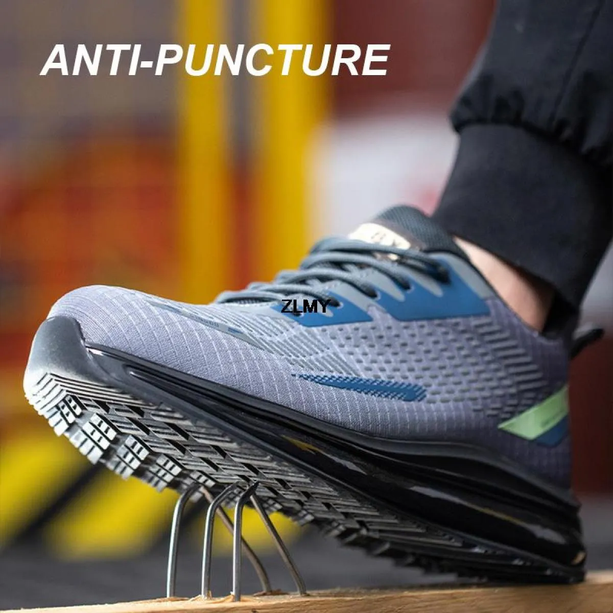 Scarpe antinfortunistiche con cuscino d'aria Scarpe da ginnastica con punta in acciaio da uomo Stivali antinfortunistici anti-pu