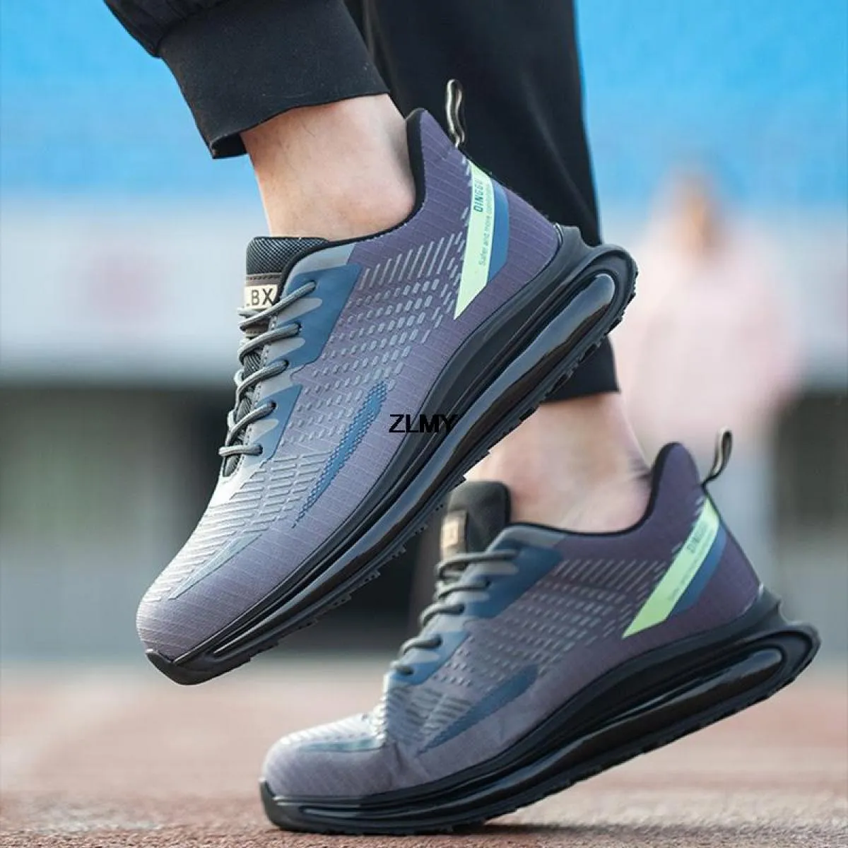 Scarpe antinfortunistiche con cuscino d'aria Scarpe da ginnastica con punta in acciaio da uomo Stivali antinfortunistici anti-pu