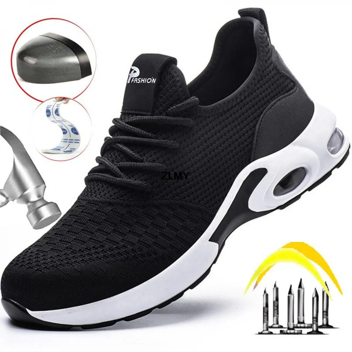 Scarpe antinfortunistiche con punta in acciaio Scarpe da lavoro traspiranti da uomo Scarpe da lavoro con cuscino d'aria Stivali