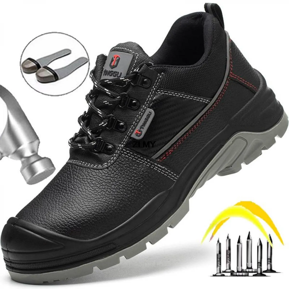 Scarpe antinfortunistiche da uomo in pelle crosta Scarpe da lavoro antistatiche con punta in acciaio Stivali antinfortunistici d