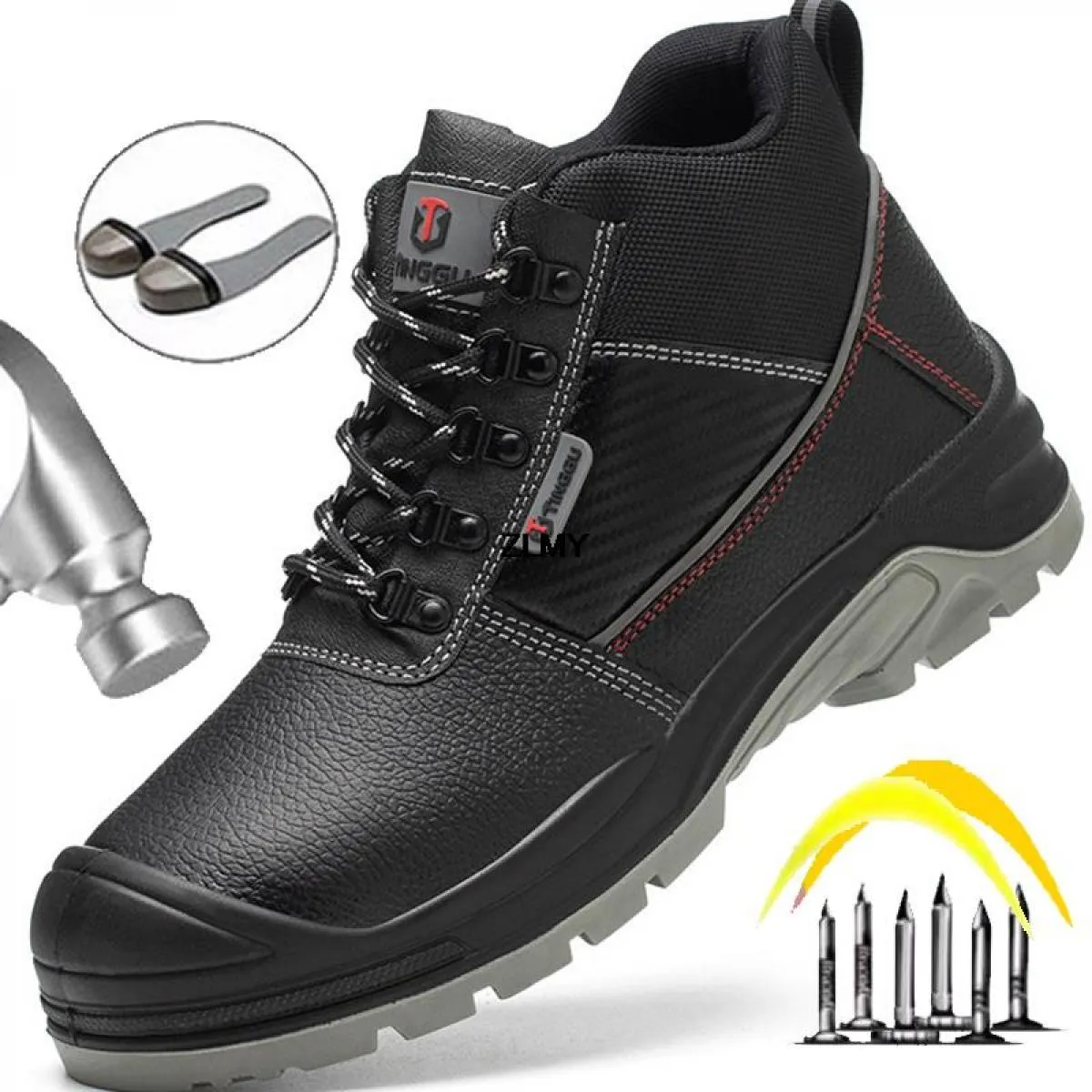 Scarpe antinfortunistiche da uomo in pelle crosta Scarpe da lavoro antistatiche con punta in acciaio Stivali antinfortunistici d