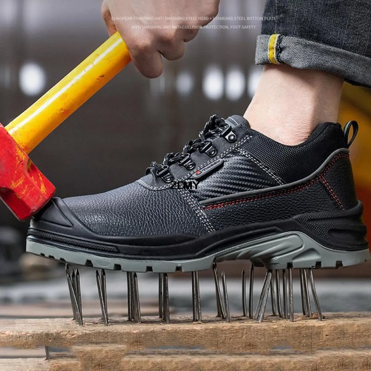 Scarpe antinfortunistiche da uomo in pelle crosta Scarpe da lavoro antistatiche con punta in acciaio Stivali antinfortunistici d