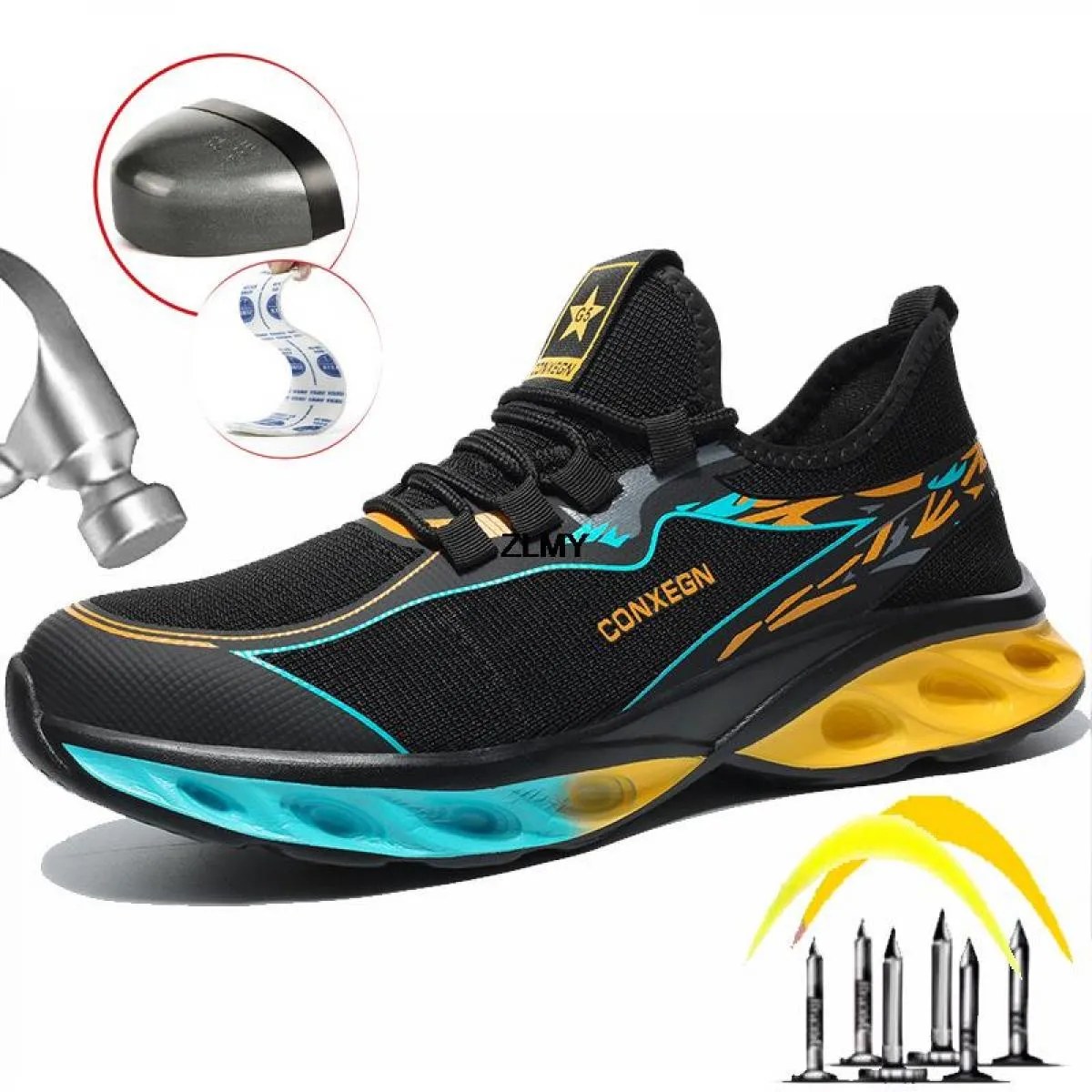 Scarpe antinfortunistiche estive Scarpe da ginnastica con punta in acciaio Scarpe da lavoro antinfortunistiche antiforatura Scar