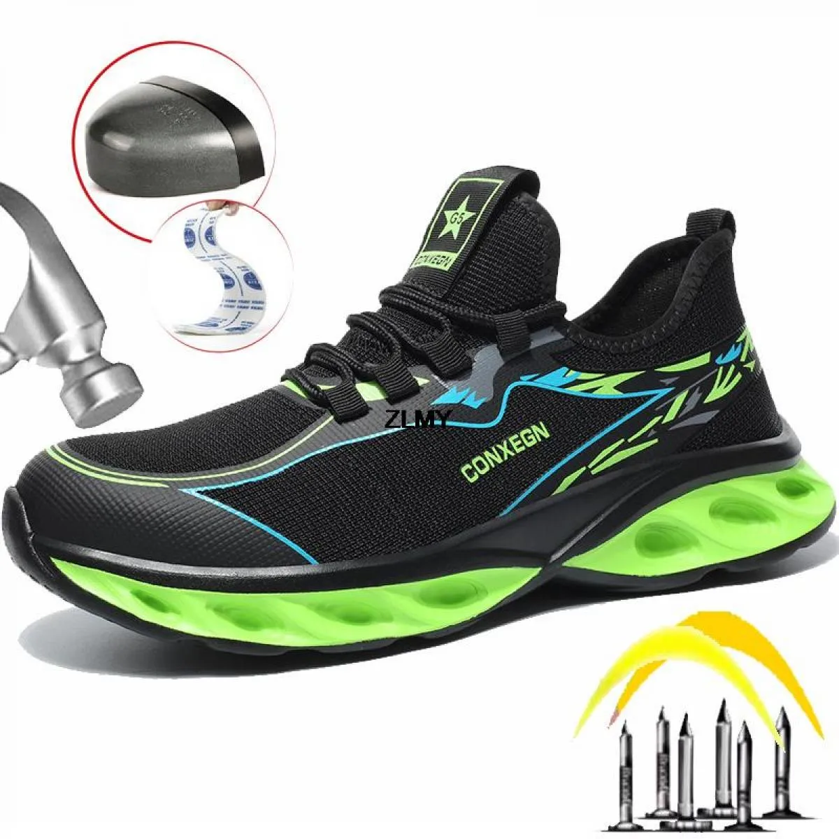 Scarpe antinfortunistiche estive Scarpe da ginnastica con punta in acciaio Scarpe da lavoro antinfortunistiche antiforatura Scar