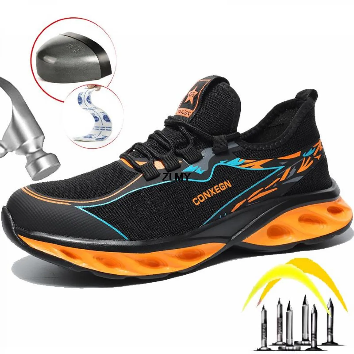 Scarpe antinfortunistiche estive Scarpe da ginnastica con punta in acciaio Scarpe da lavoro antinfortunistiche antiforatura Scar