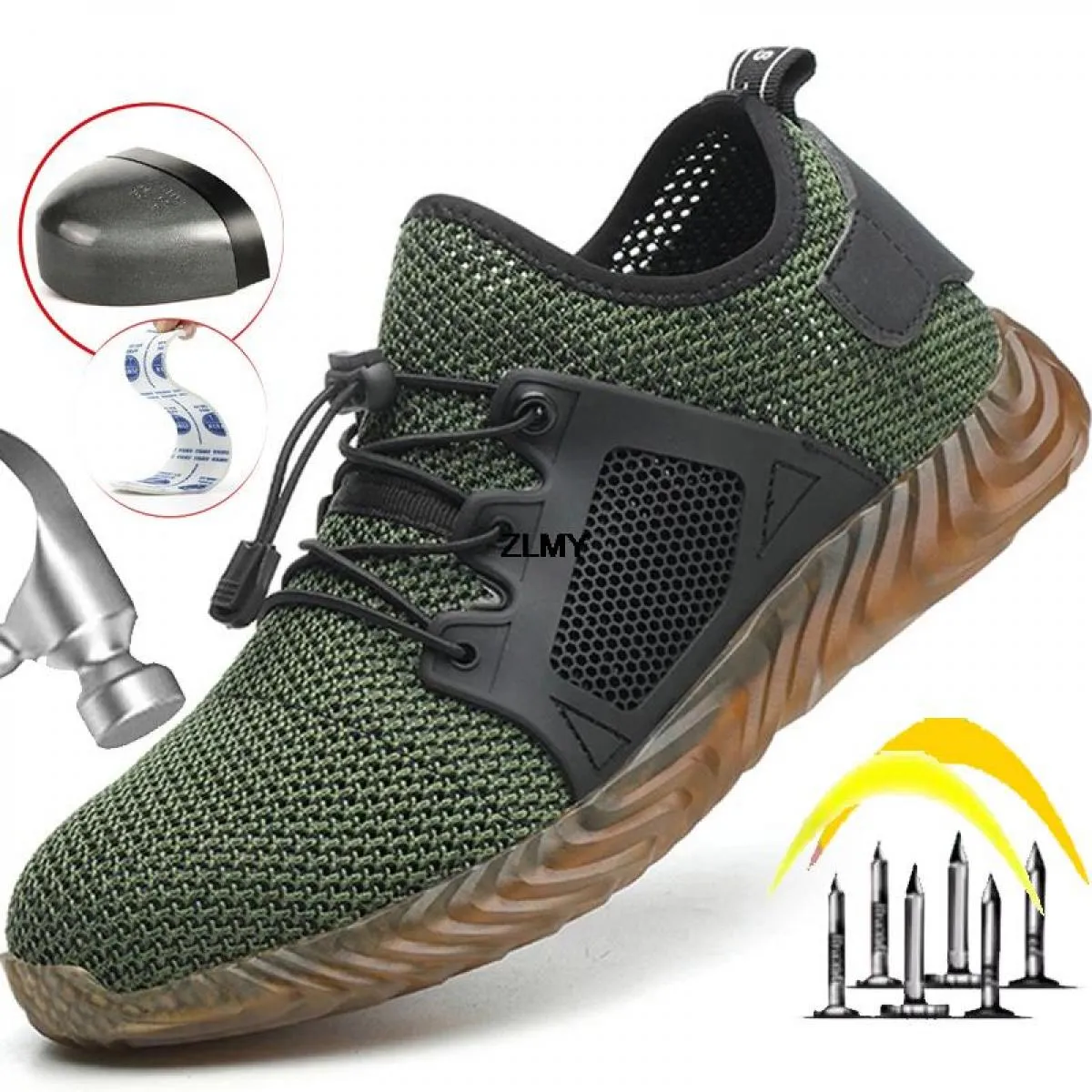 Scarpe antinfortunistiche in mesh Scarpe da lavoro estive con punta in acciaio da uomo Stivali antinfortunistici antiforatura an
