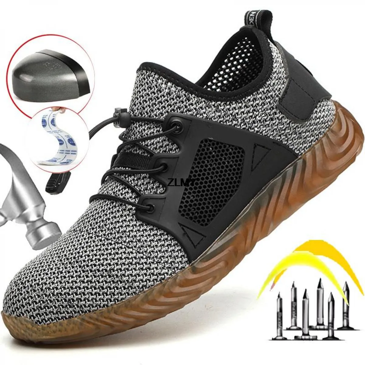 Scarpe antinfortunistiche in mesh Scarpe da lavoro estive con punta in acciaio da uomo Stivali antinfortunistici antiforatura an