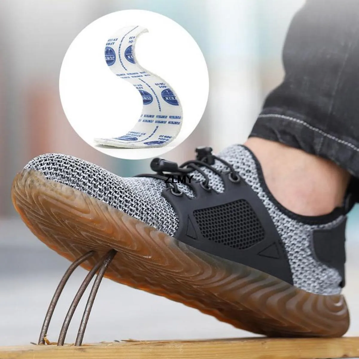 Scarpe antinfortunistiche in mesh Scarpe da lavoro estive con punta in acciaio da uomo Stivali antinfortunistici antiforatura an