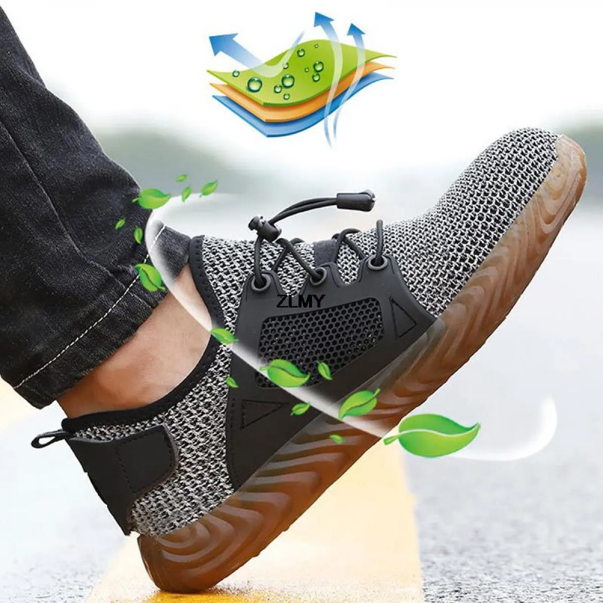 Scarpe antinfortunistiche in mesh Scarpe da lavoro estive con punta in acciaio da uomo Stivali antinfortunistici antiforatura an