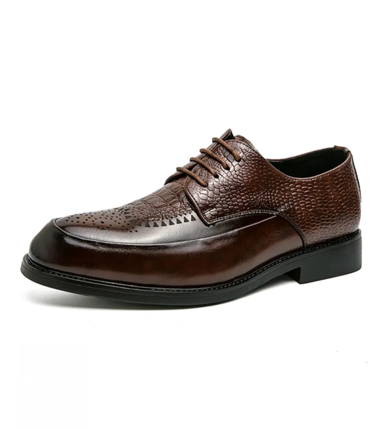 Scarpe derby Scarpe da uomo Tinta unita Pu Brock Motivo a coccodrillo intagliato Scarpe con lacci Fashion Business Casual Party