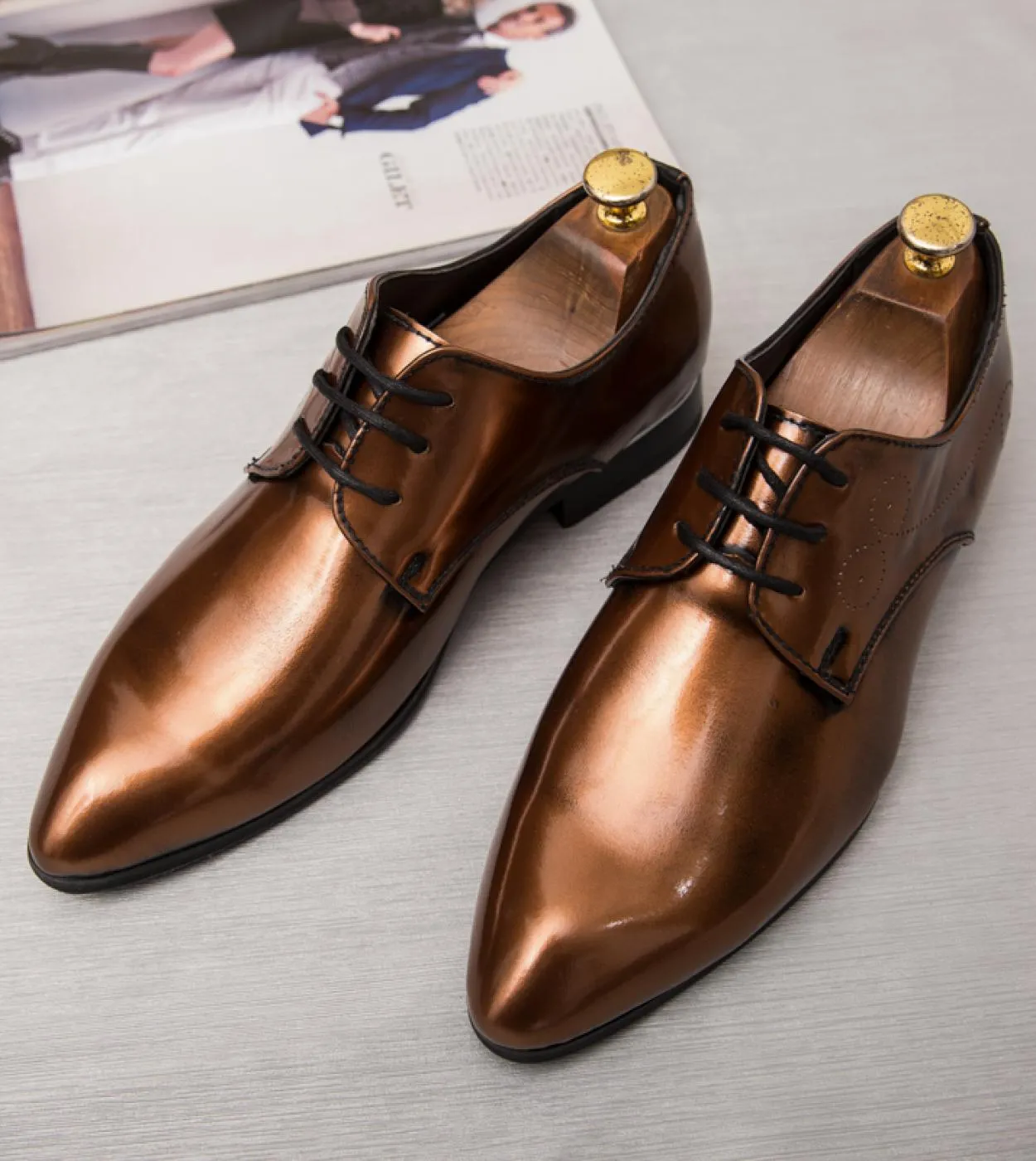 Scarpe derby Scarpe da uomo Tinta unita Pu Fashion Business Casual Wedding Party Quotidiano Classico Scarpe eleganti con lacci a