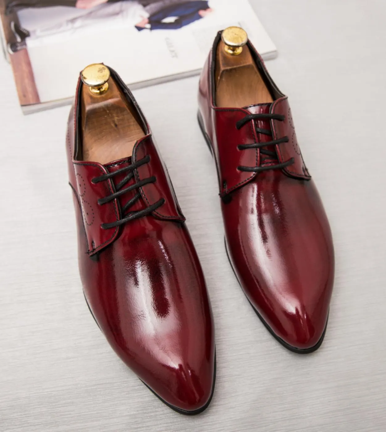 Scarpe derby Scarpe da uomo Tinta unita Pu Fashion Business Casual Wedding Party Quotidiano Classico Scarpe eleganti con lacci a