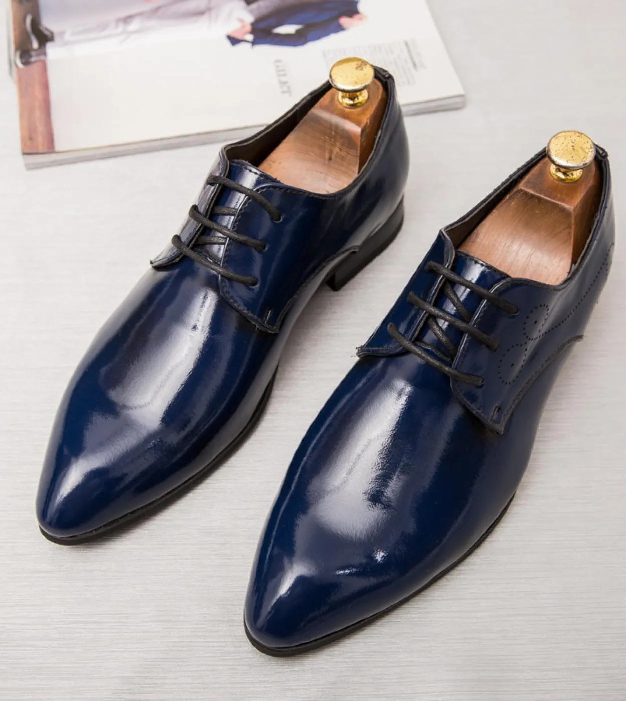 Scarpe derby Scarpe da uomo Tinta unita Pu Fashion Business Casual Wedding Party Quotidiano Classico Scarpe eleganti con lacci a