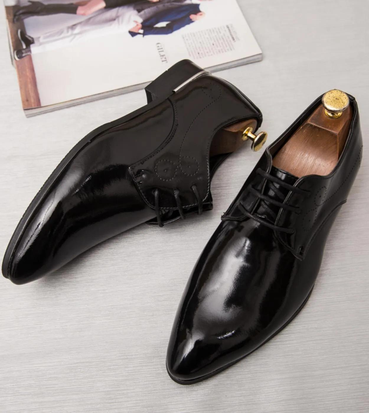 Scarpe derby Scarpe da uomo Tinta unita Pu Fashion Business Casual Wedding Party Quotidiano Classico Scarpe eleganti con lacci a