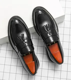 Scarpe Oxford da uomo fatte a mano con punta alari, mocassini con nappe in vera pelle, scarpe eleganti da uomo, scarpe formali d