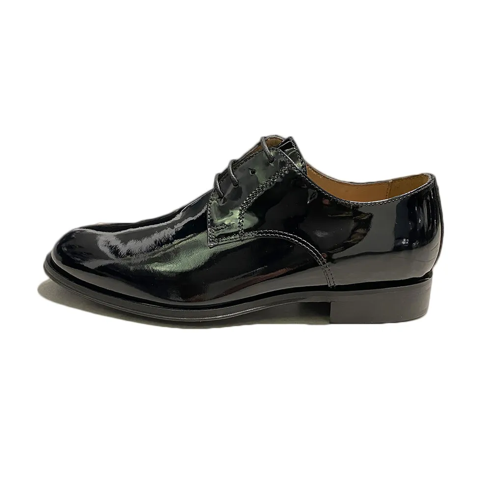 Scarpe Uomo Soldini Derby Lucida Stringata Suola in Gomma Colore Nero - 22045NVB8
