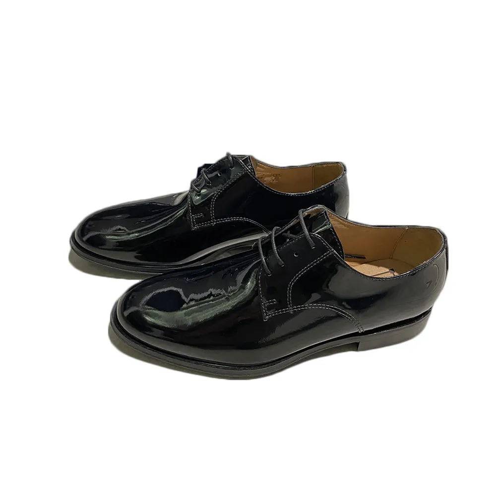 Scarpe Uomo Soldini Derby Lucida Stringata Suola in Gomma Colore Nero - 22045NVB8