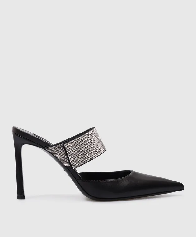 Sergio Rossi Sabot Paris in pelle nera con cristalli B07700MFN253