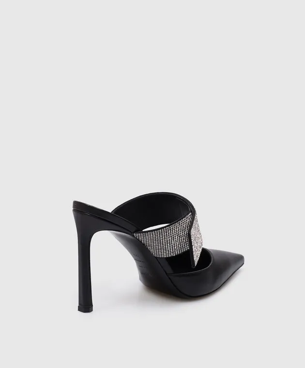 Sergio Rossi Sabot Paris in pelle nera con cristalli B07700MFN253