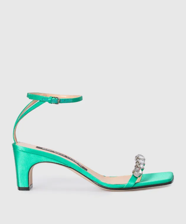 Sergio Rossi Sandali verdi con strass A81090MFN174