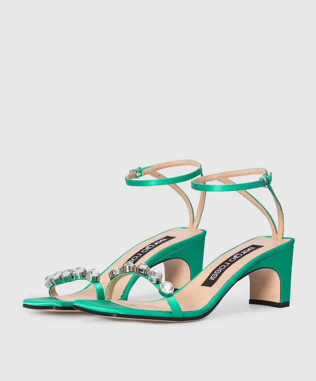Sergio Rossi Sandali verdi con strass A81090MFN174