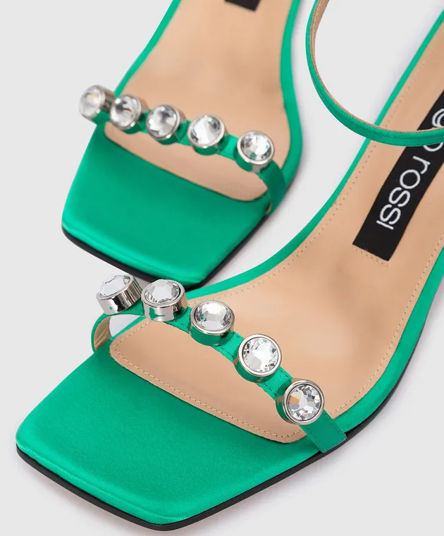 Sergio Rossi Sandali verdi con strass A81090MFN174