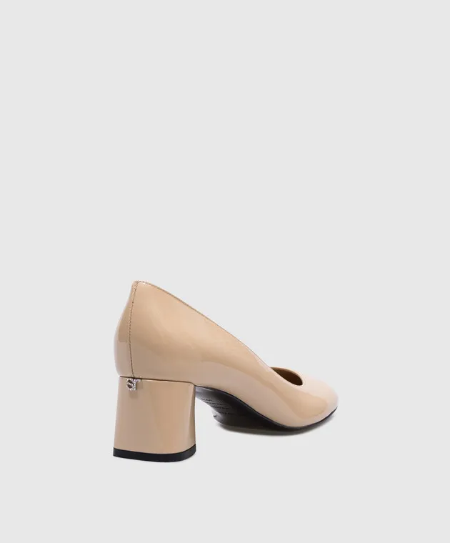 Sergio Rossi Scarpe Pilier in vernice beige B09561MVIV01