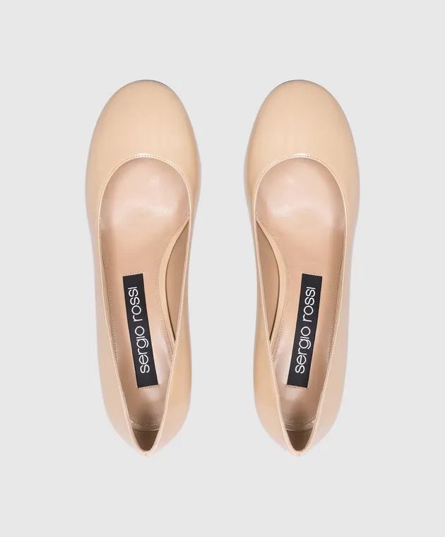 Sergio Rossi Scarpe Pilier in vernice beige B09561MVIV01