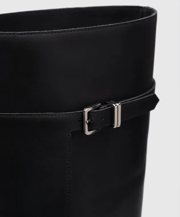 Sergio Rossi Stivali Thalestris in pelle nera con logo B04810MMV120