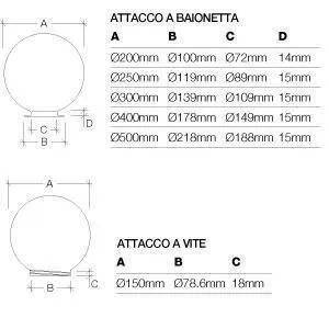 Sfera Acrilico Base Normale 1080 IP44 Diam.300mm Fume' Mareco 1080301F