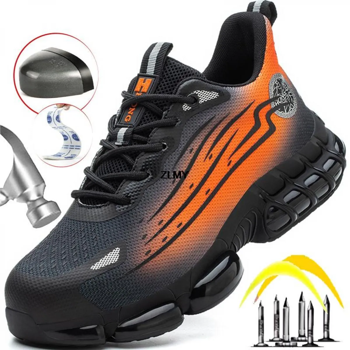 Sneaker con punta in acciaio con cuscino d'aria Scarpe antinfortunistiche da uomo Stivali antinfortunistici antiforatura Scarpe