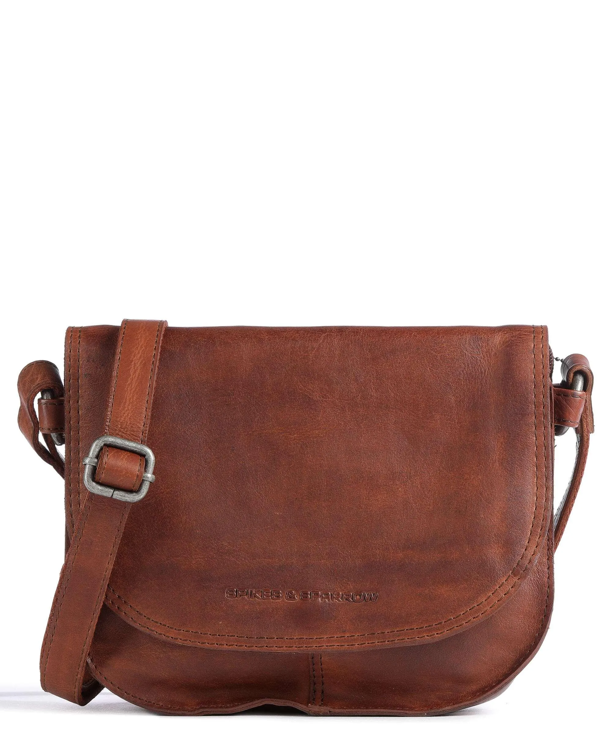  Spikes & Sparrow Mustang Borsa a tracolla pelle a grana fine marrone  