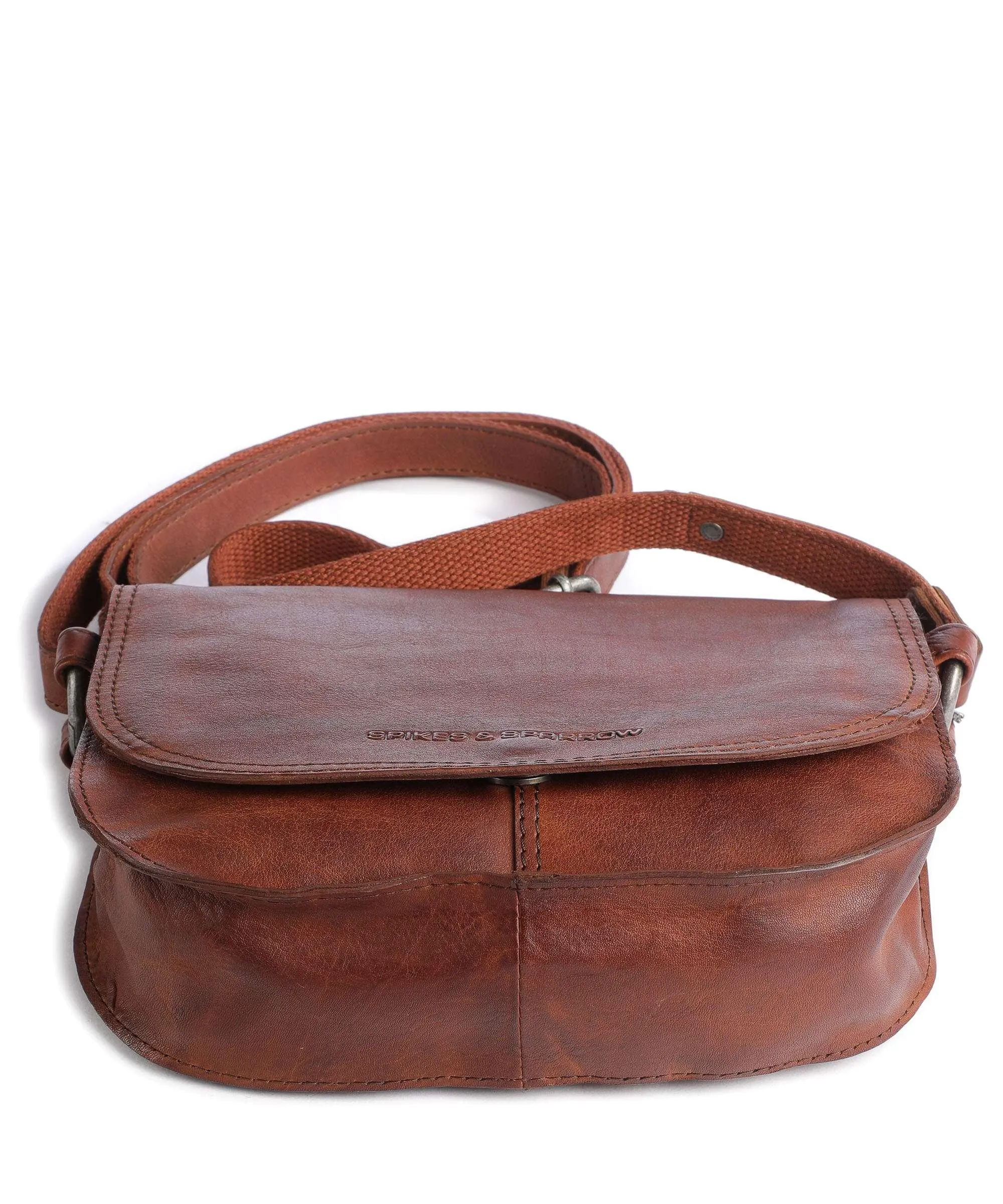  Spikes & Sparrow Mustang Borsa a tracolla pelle a grana fine marrone  
