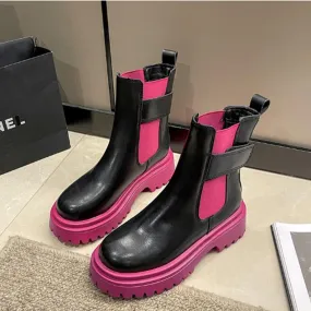 Stivaletti Chelsea invernali da donna moda scarpe con tacco medio 2023 nuova piattaforma scarpe Mujer casual gladiatore Goth mot