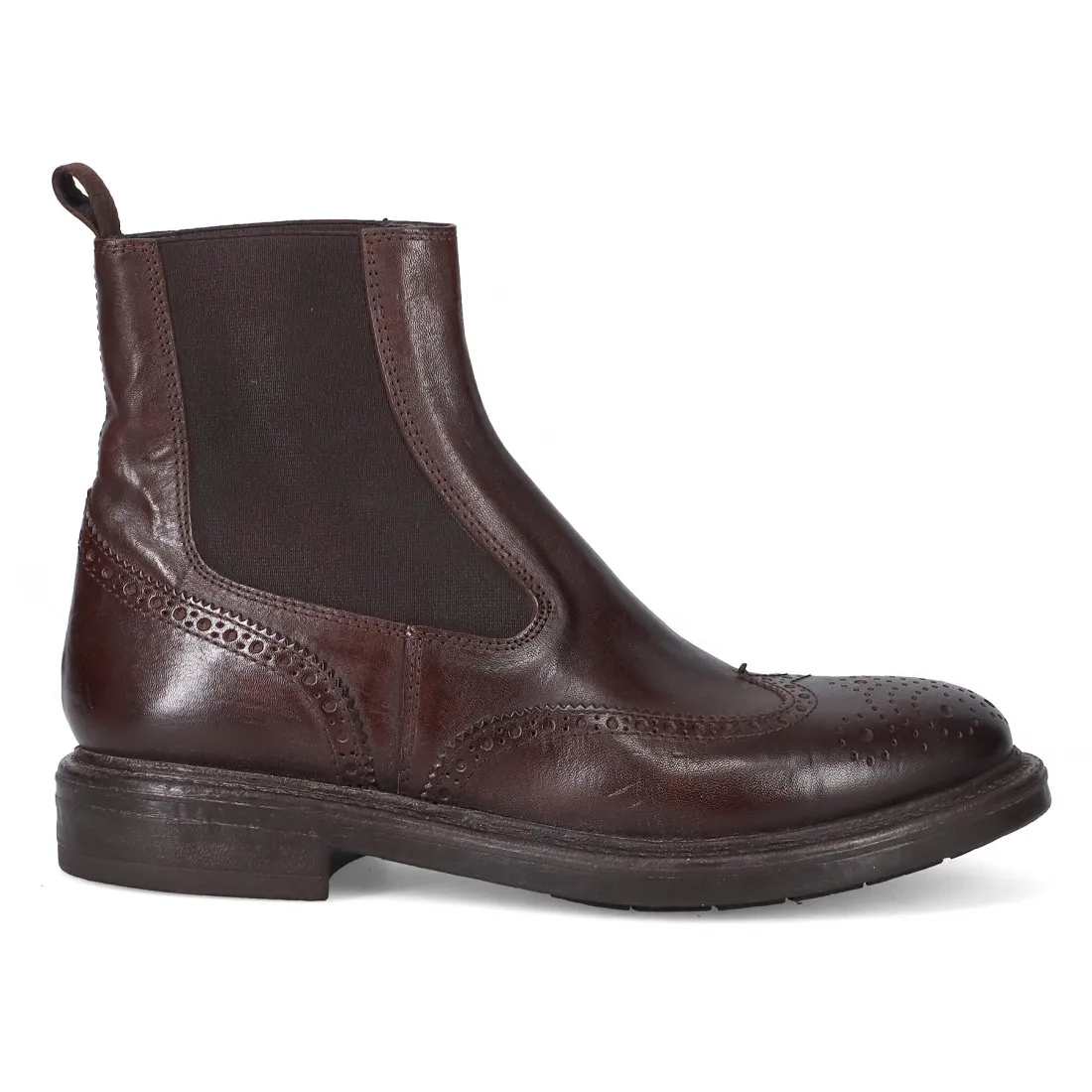 Stivaletto chelsea brogue Moma in pelle marrone scuro