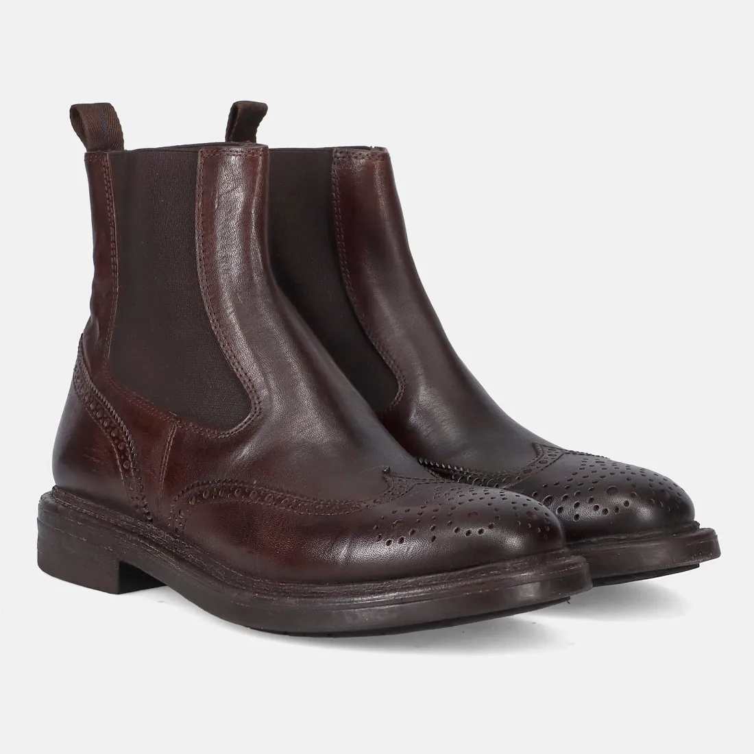 Stivaletto chelsea brogue Moma in pelle marrone scuro