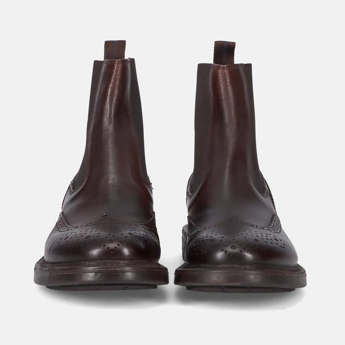 Stivaletto chelsea brogue Moma in pelle marrone scuro