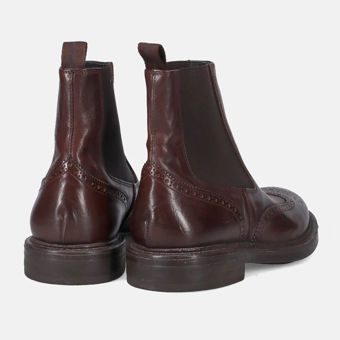 Stivaletto chelsea brogue Moma in pelle marrone scuro