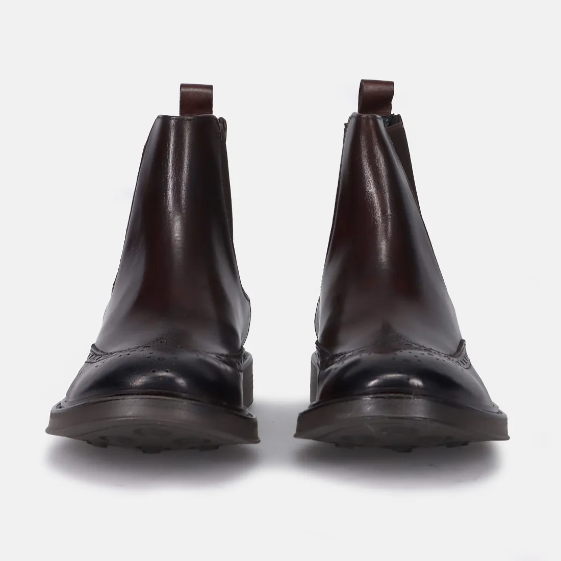 Stivaletto chelsea brogue Sangiorgio in pelle marrone scuro