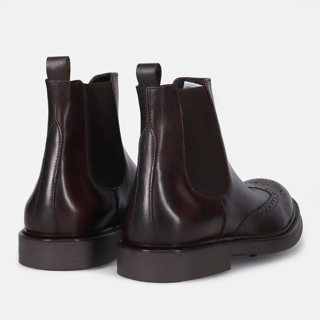 Stivaletto chelsea brogue Sangiorgio in pelle marrone scuro