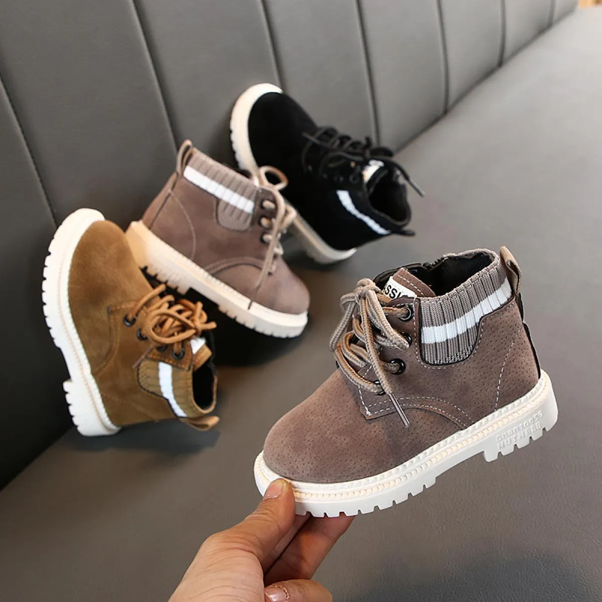 Stivali Chelsea a righe stile Inghilterra per scarpe per bambini Ragazza Stivaletti corti moda autunno per neonati Scarpe casual