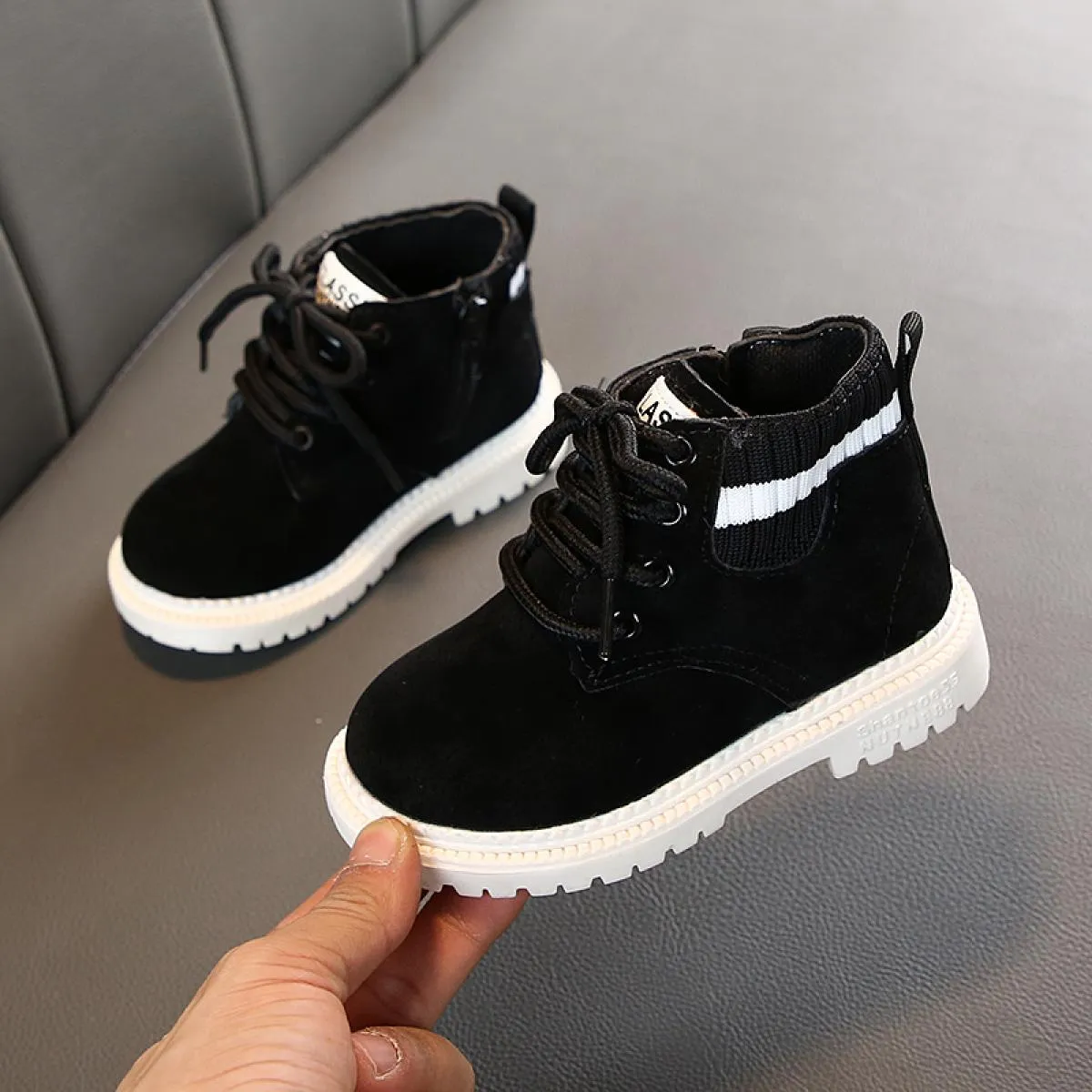Stivali Chelsea a righe stile Inghilterra per scarpe per bambini Ragazza Stivaletti corti moda autunno per neonati Scarpe casual