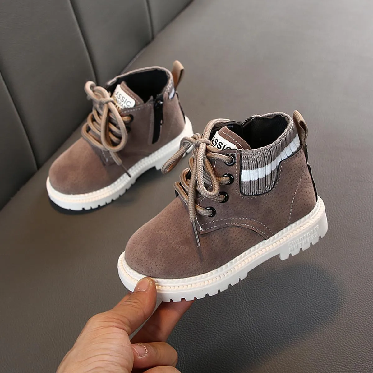 Stivali Chelsea a righe stile Inghilterra per scarpe per bambini Ragazza Stivaletti corti moda autunno per neonati Scarpe casual