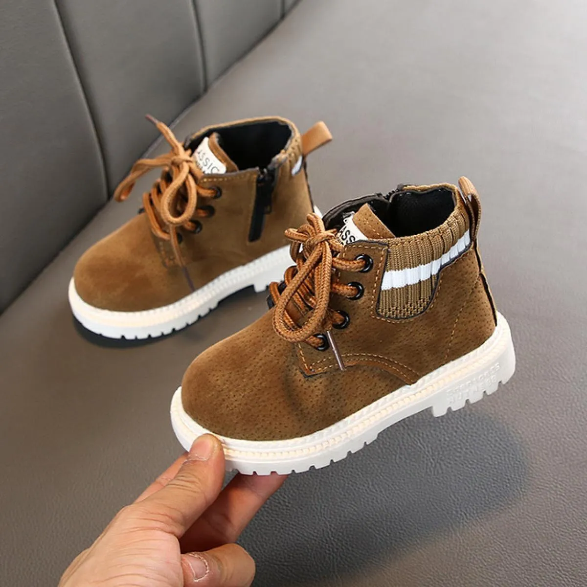 Stivali Chelsea a righe stile Inghilterra per scarpe per bambini Ragazza Stivaletti corti moda autunno per neonati Scarpe casual