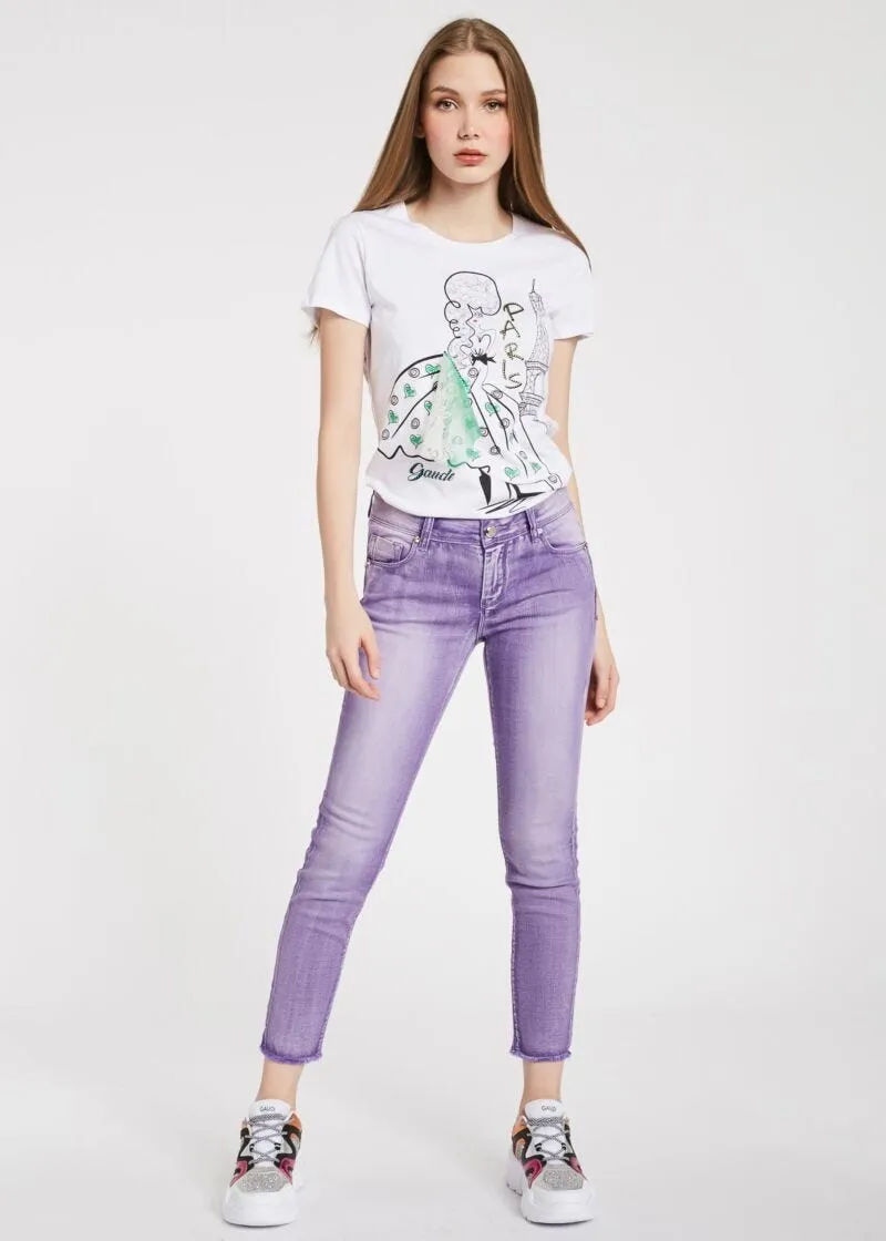 T-shirt con stampa grafica e tulle