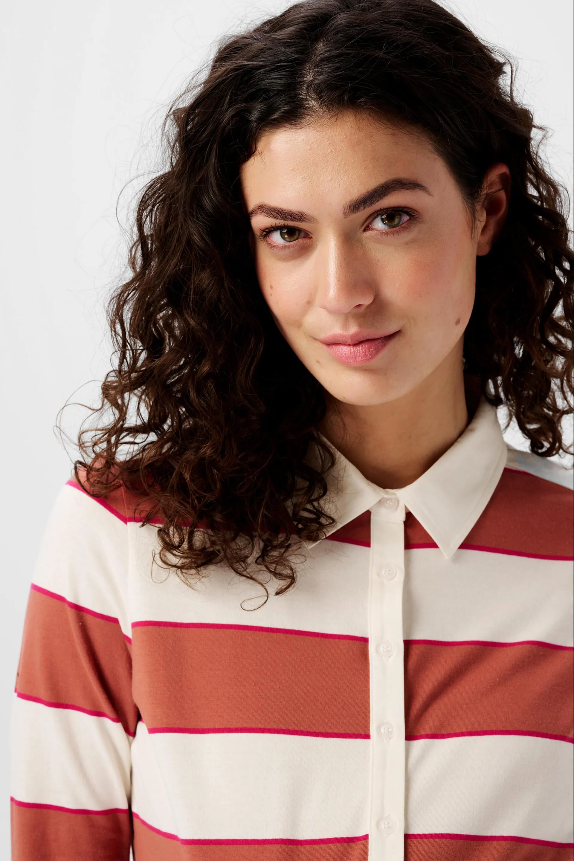 T-shirt stile polo a righe con funzione allattamento