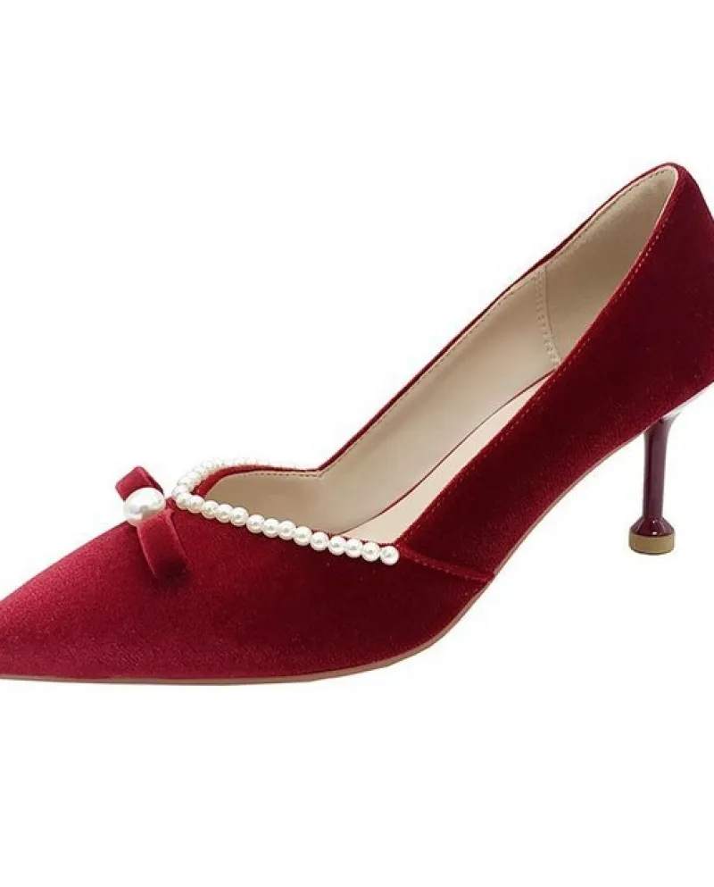 Tacchi alti rossi da donna Tacchi bassi e sottili da donna Décolleté da donna traspiranti Scarpe casual da donna Fashion New Sli
