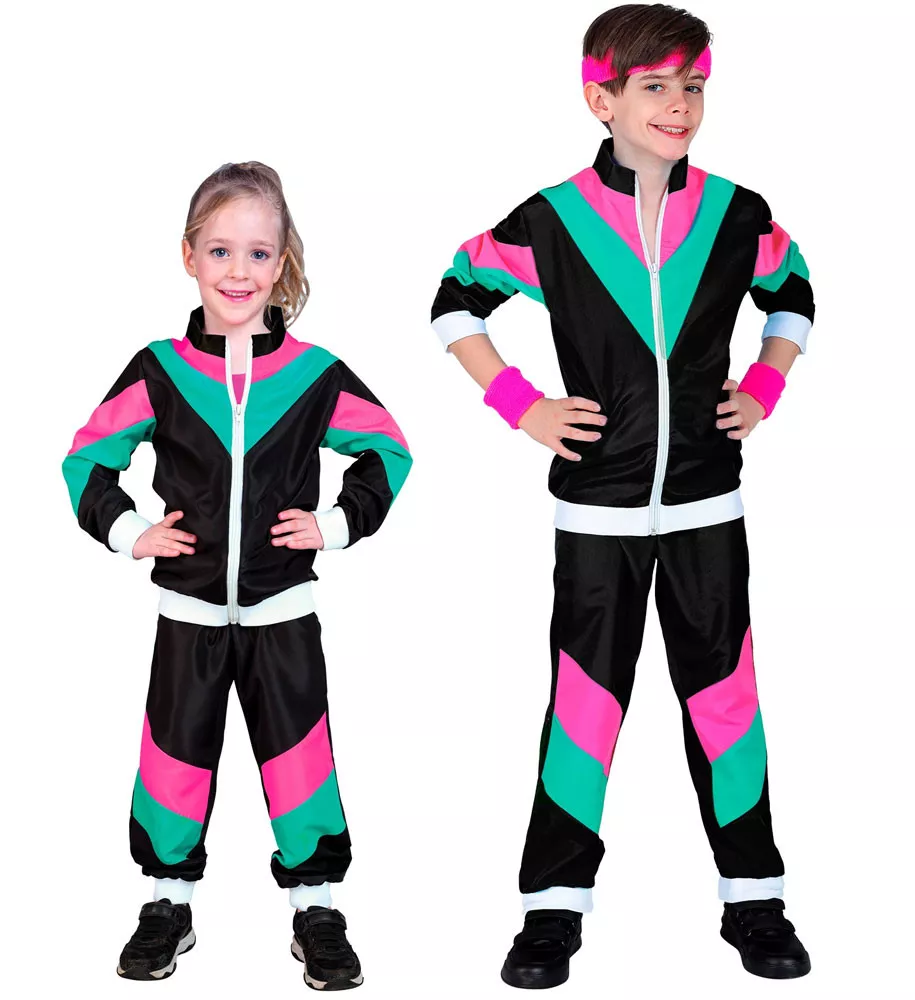 Tuta da jogging anni '80 per bambini nera e colorata