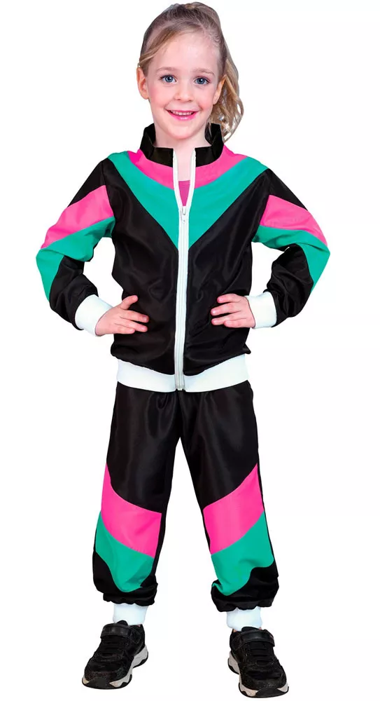 Tuta da jogging anni '80 per bambini nera e colorata