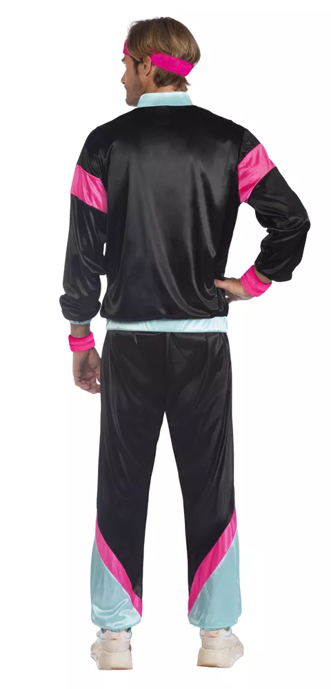 Tuta da jogging anni '80 per uomo nera e multicolore